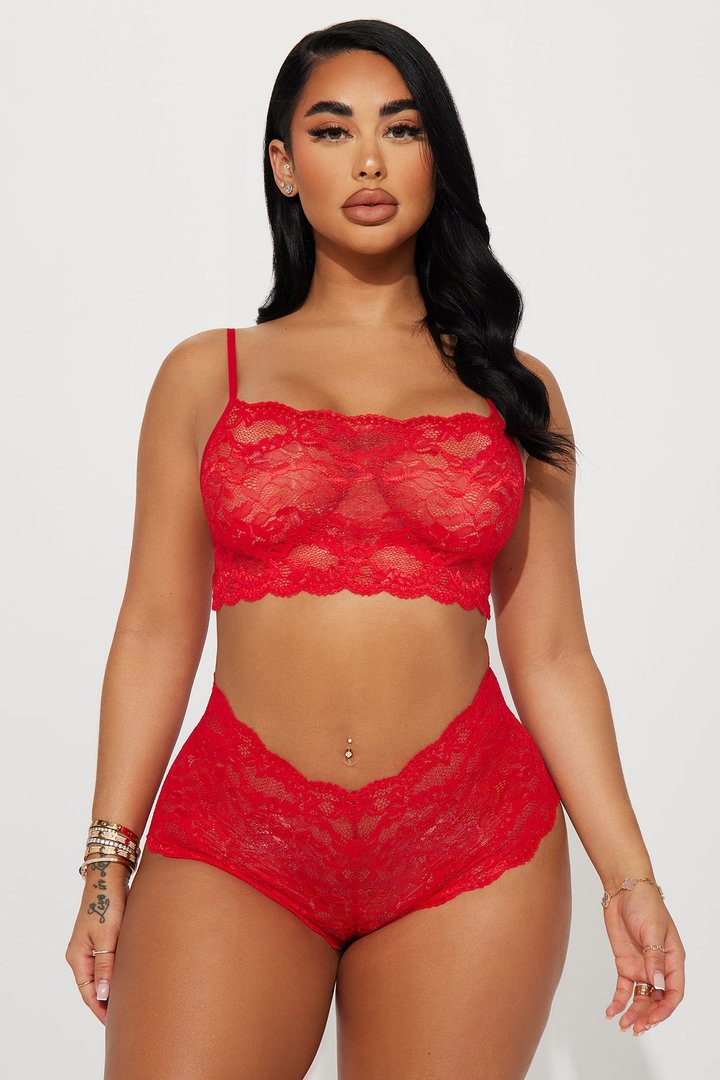 Sultry Moments Lace 2 Piece Set - Red