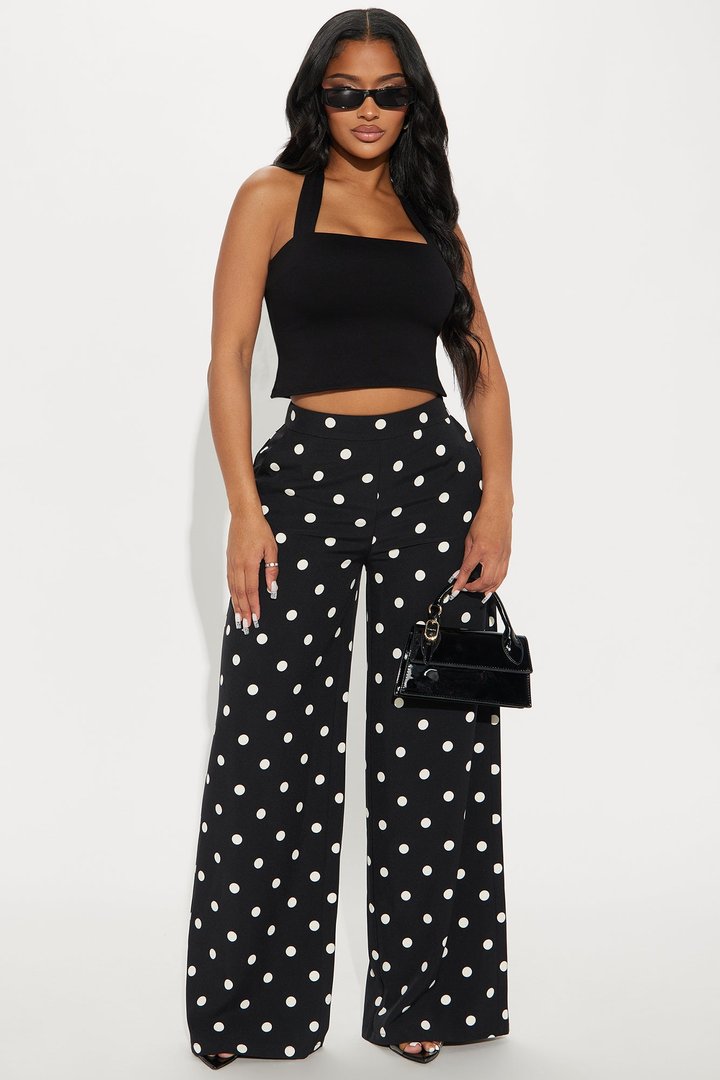 Lucelia Polka Dot Trouser Pant - Black/White