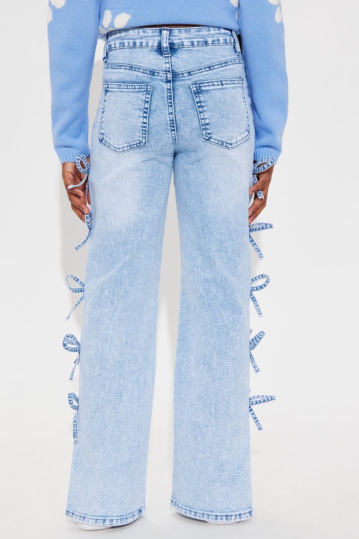 Mini Fiona Bow Jeans - Light Blue Wash
