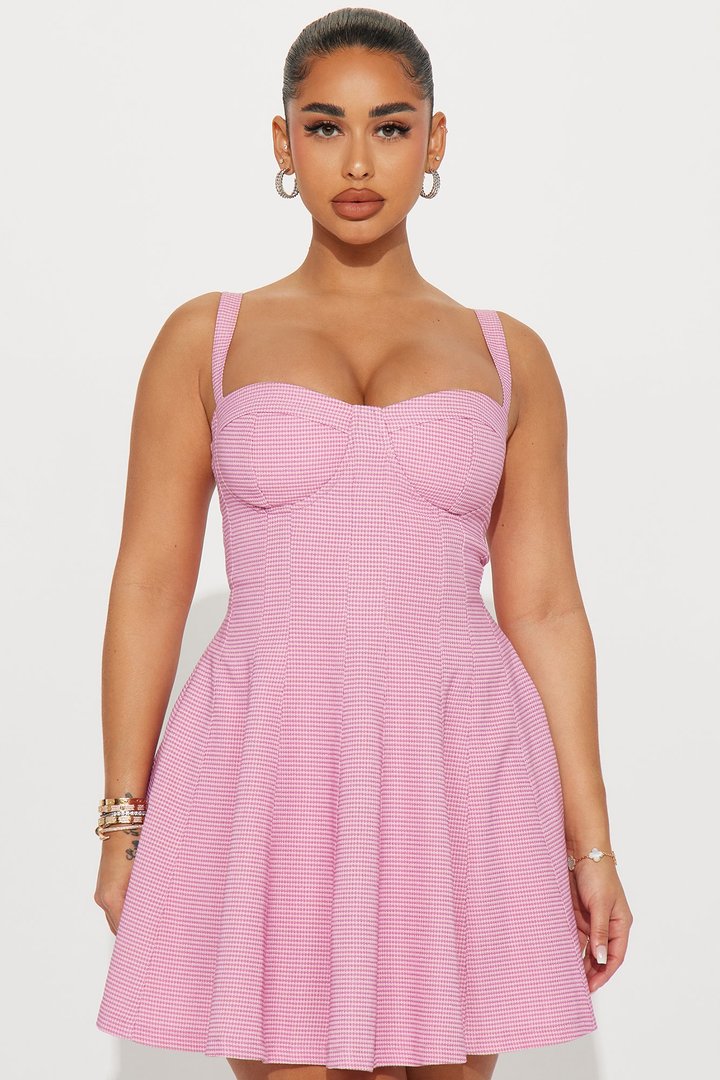 Anna Tweed Mini Dress - Pink
