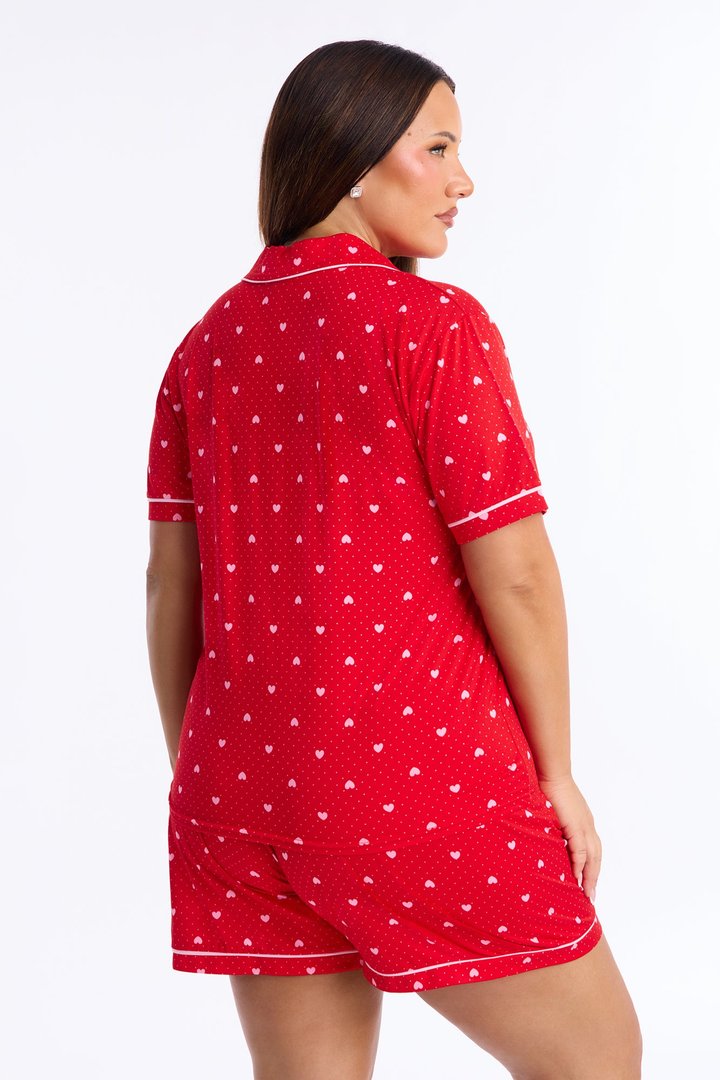 My Heart Is Yours Short Sleeve PJ Short Set - Red