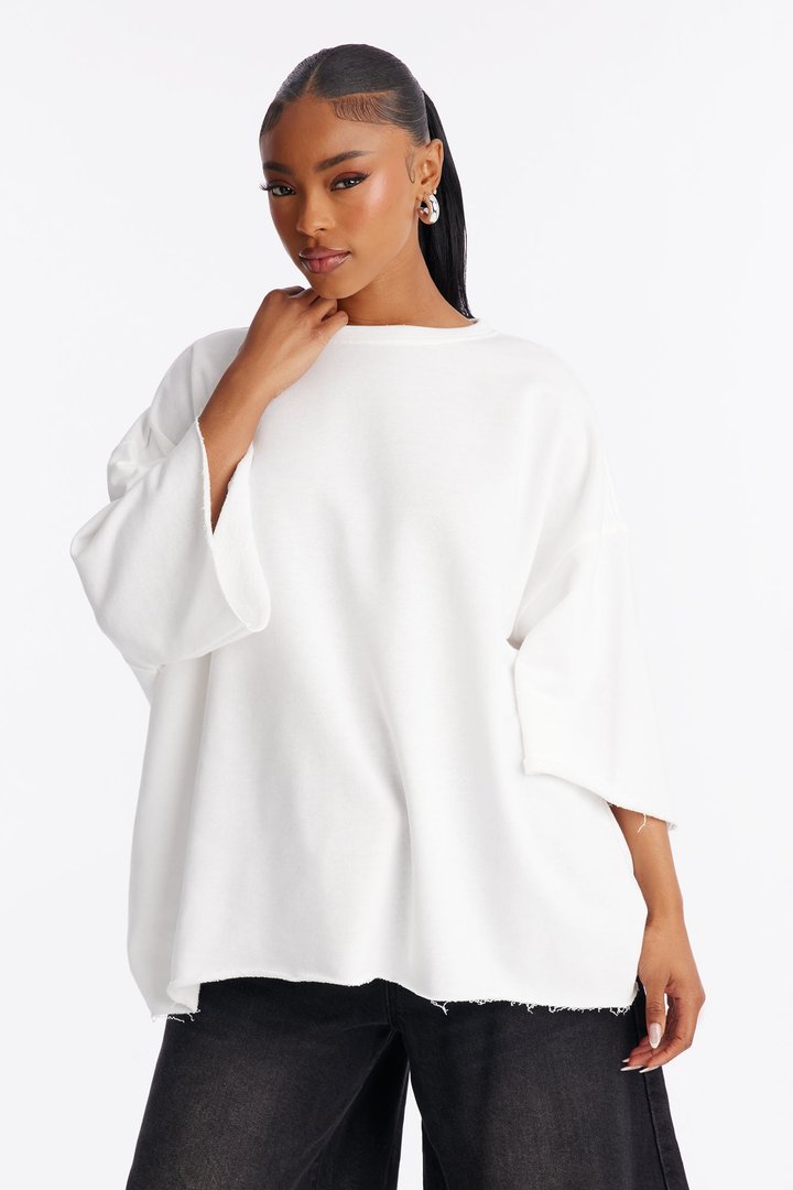 Sara Short Sleeve Oversized Top - White