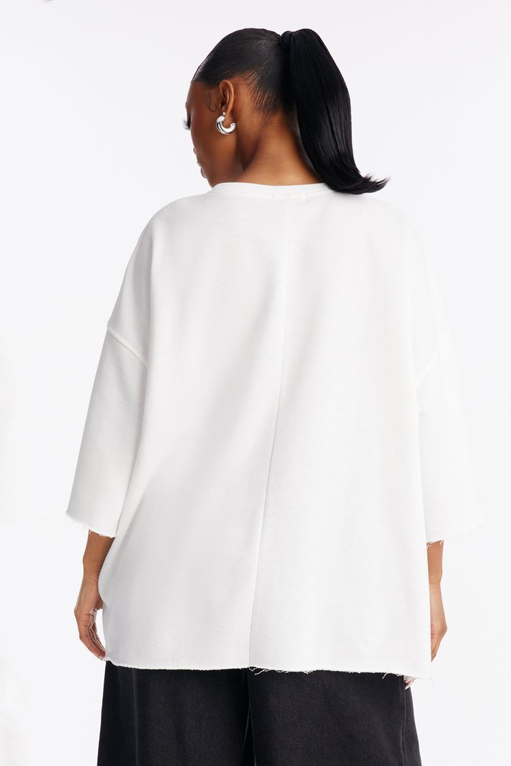 Sara Short Sleeve Oversized Top - White