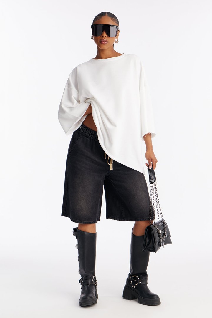 Sara Short Sleeve Oversized Top - White