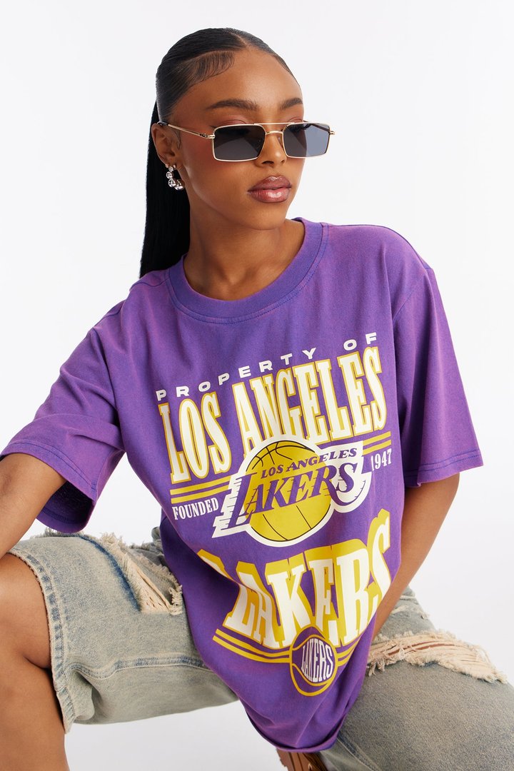 NBA LA Lakers Washed Oversized Tee - Purple