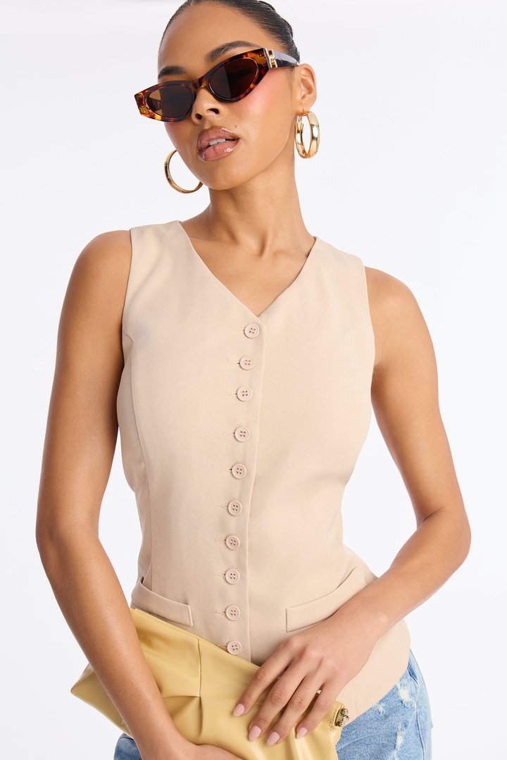 Brooklyn Babe Vest Top - Stone