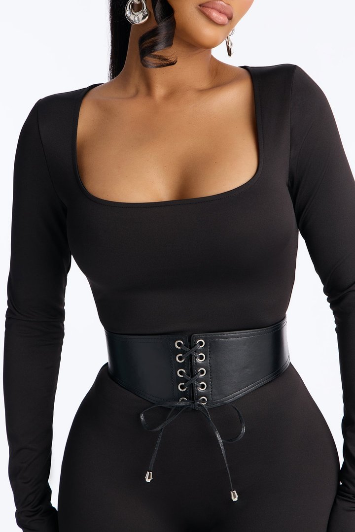 Sydney Belted Skinny Catsuit - Black