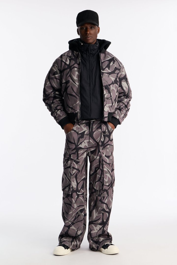 In The Cut Camo Zip Up Hoodie - Grey/combo