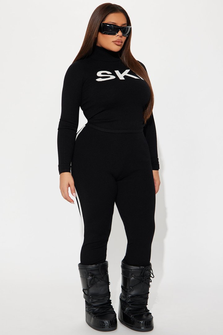 Ski Season Pullover Sweater Set - Black