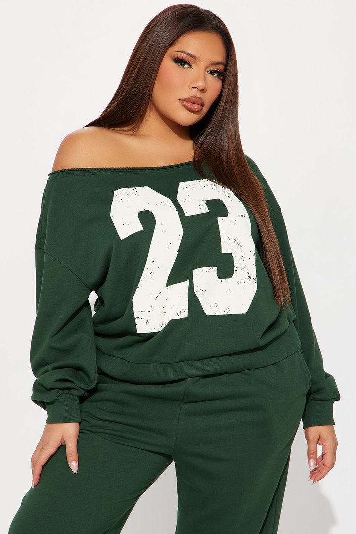 23 Off Shoulder Sweatsuit Set - Hunter