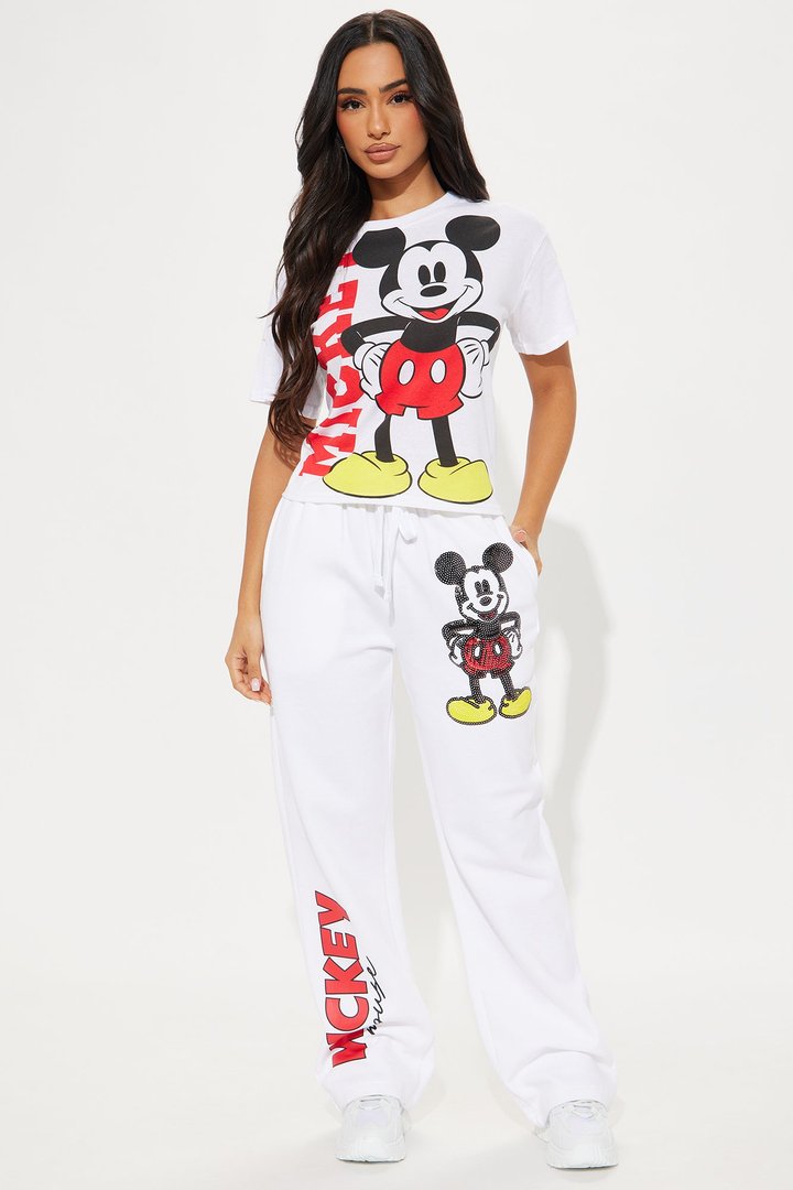Mickey Mouse Wide Leg Pant - White