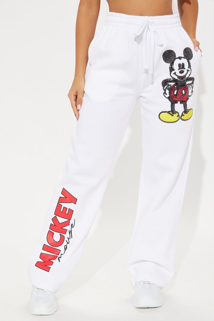 Mickey Mouse Wide Leg Pant - White