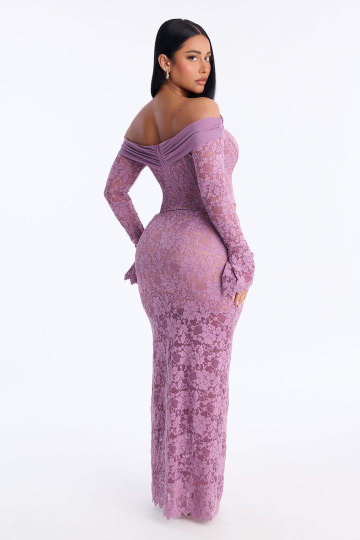 Enchanted Nights Corset Lace Skirt Set - Lavender