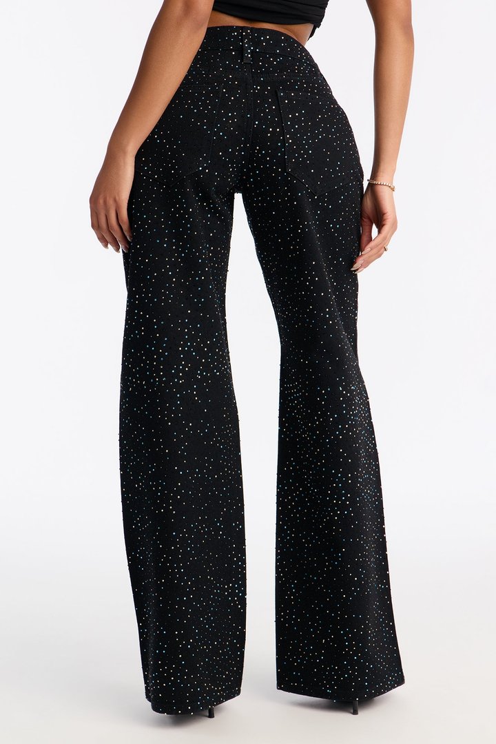 Having A Blast Embellished Wide Leg Jeans - Black