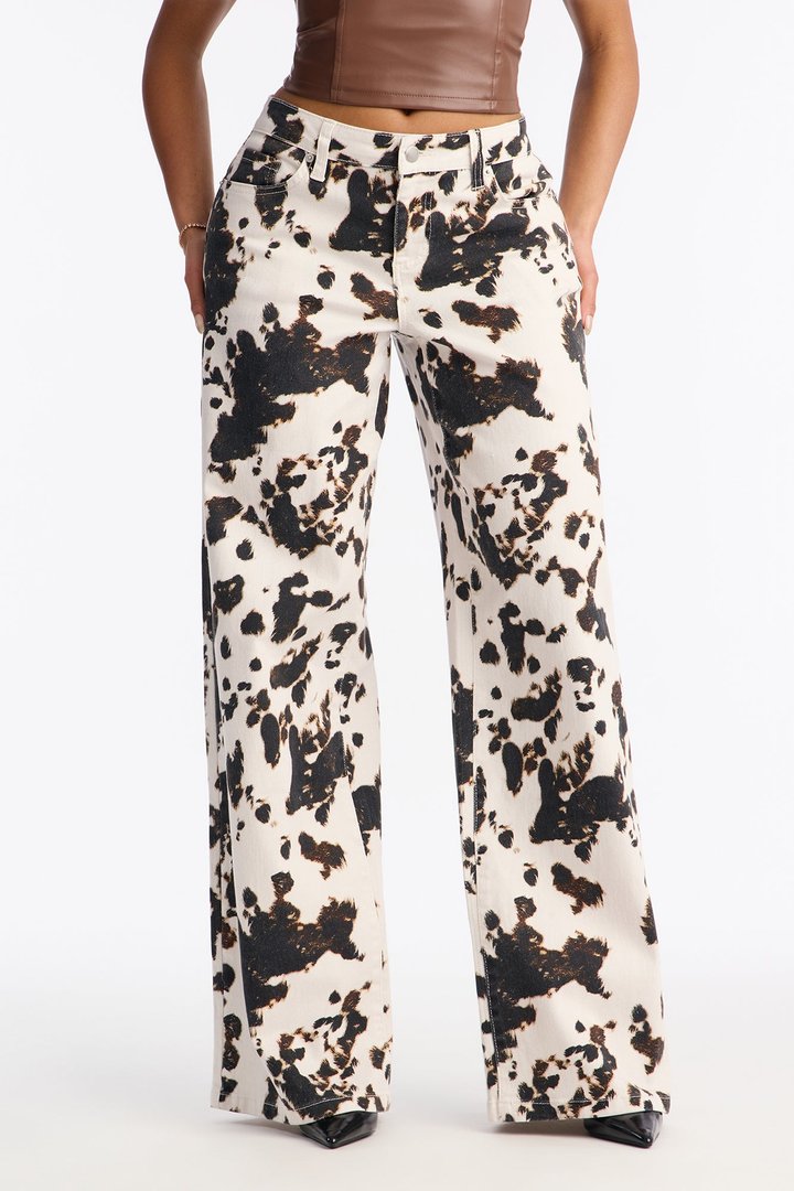 One Trick Pony Twill Rigid Wide Leg Pant 33 - Brown/combo