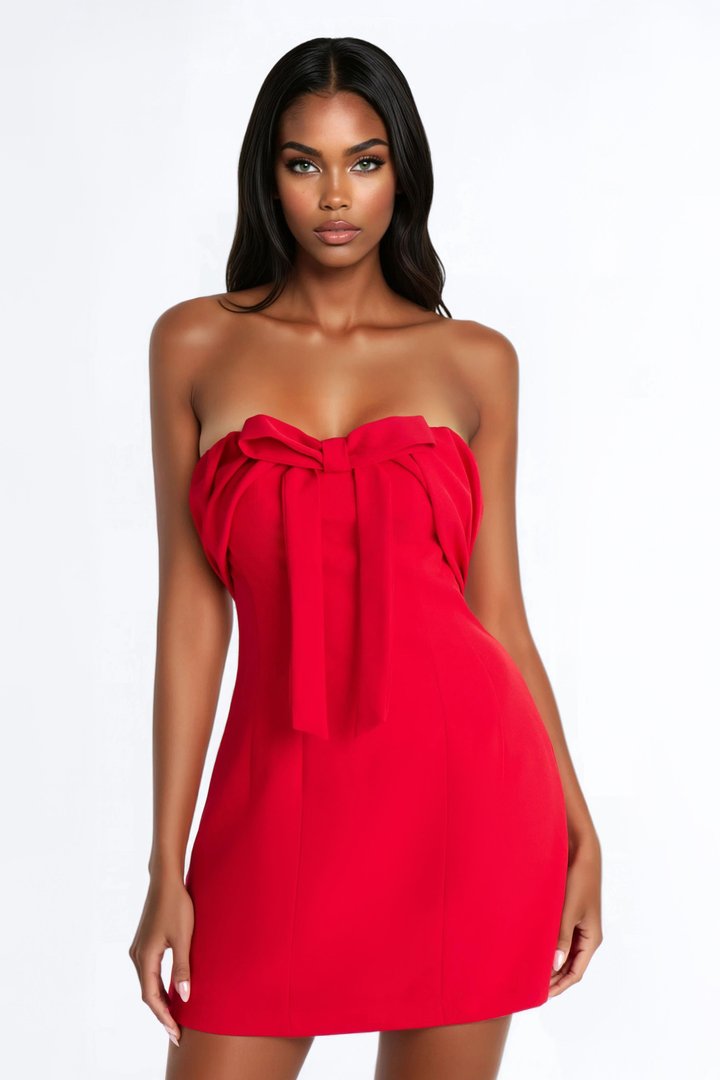Sallie Strapless Mini Dress - Red