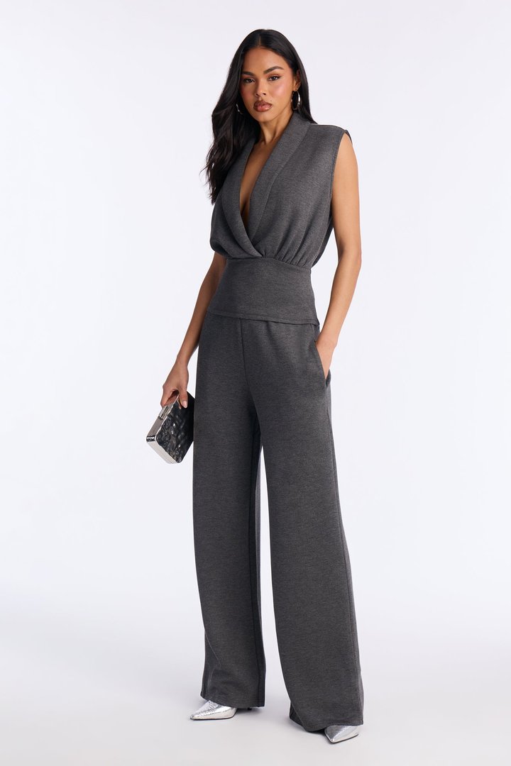 Lana Sleeveless Pant Set - Charcoal