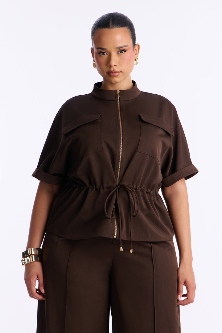 Niveah Wide Leg Pant Set - Brown