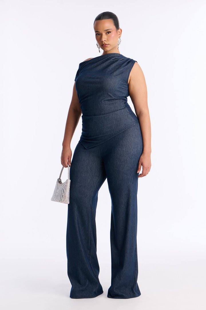 Leanne Asymmetrical Pant Set - Denim