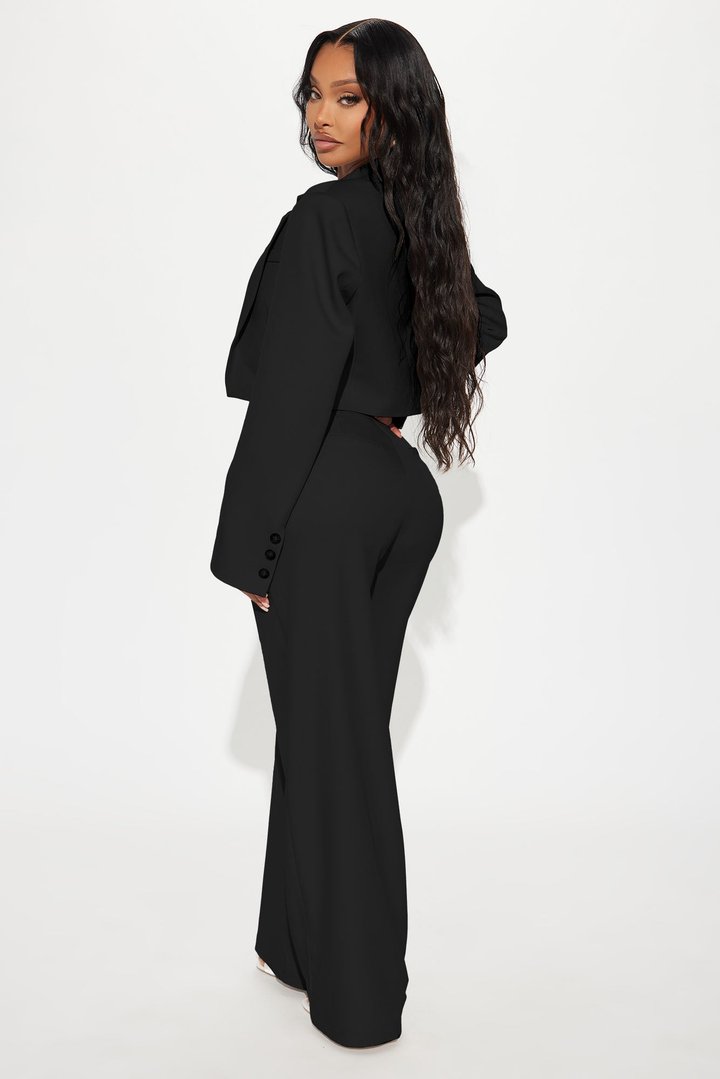Booked And Busy Blazer Pant Set - Black