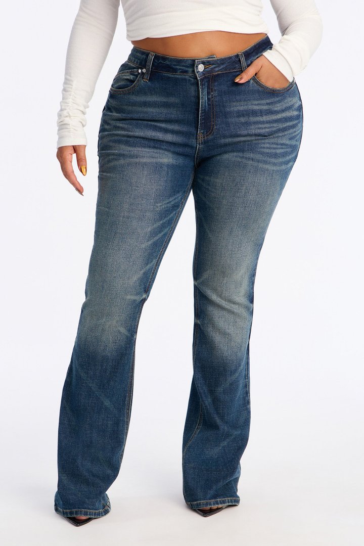 My Vibe Mid Rise Stretch Bootcut Jeans - Vintage Wash
