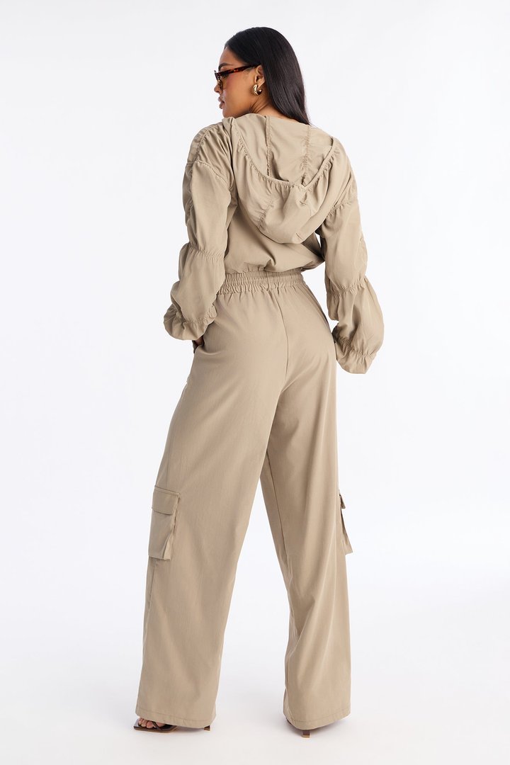 Amelia Hooded Cargo Jumpsuit - Olive