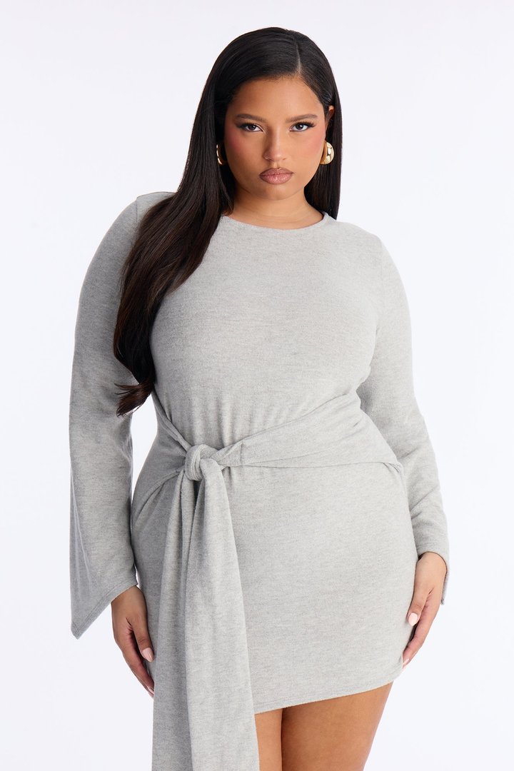 Mariana Long Sleeve Sweater Mini Dress - Grey