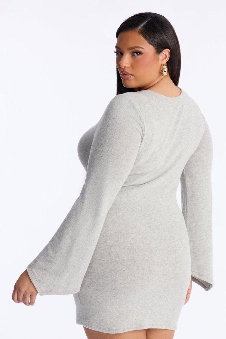 Mariana Long Sleeve Sweater Mini Dress - Grey