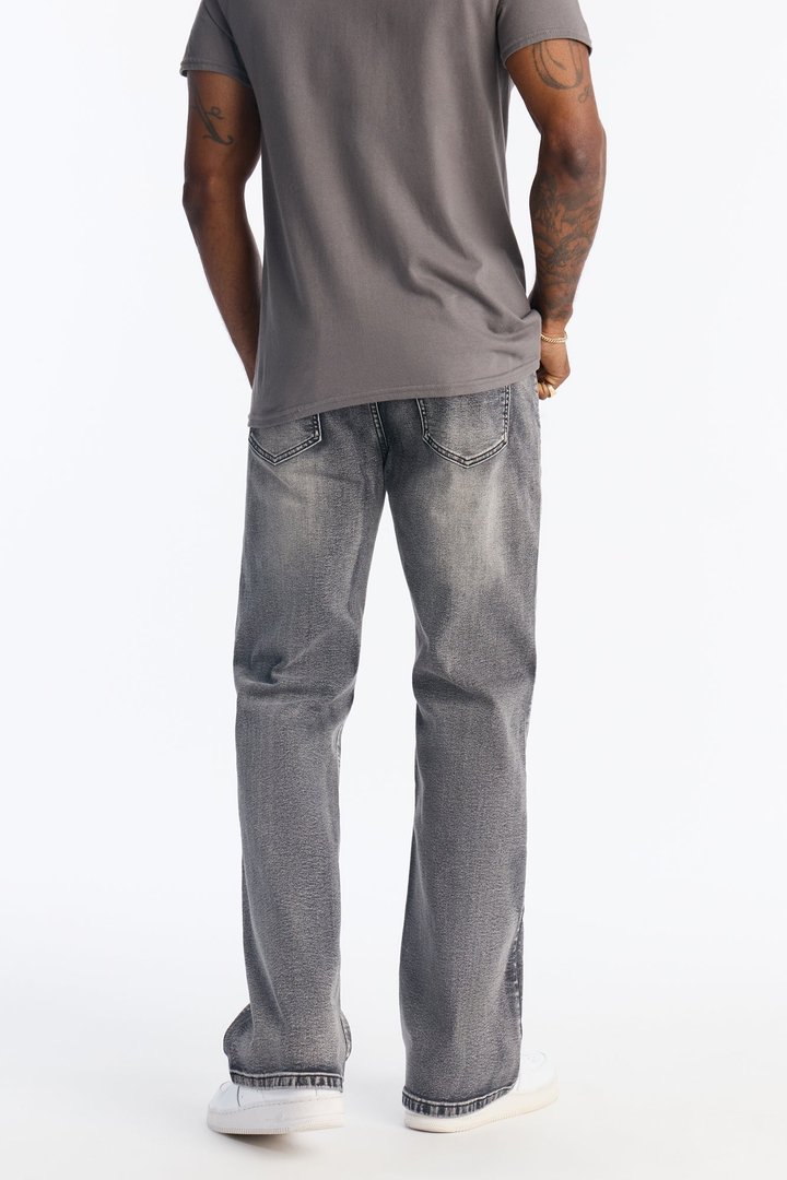 Stacked Slim Flare Raw Chaos Jeans - Black Wash