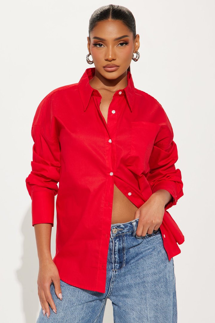 Darcey Poplin Shirt - Red