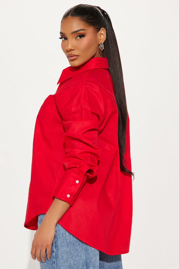 Darcey Poplin Shirt - Red