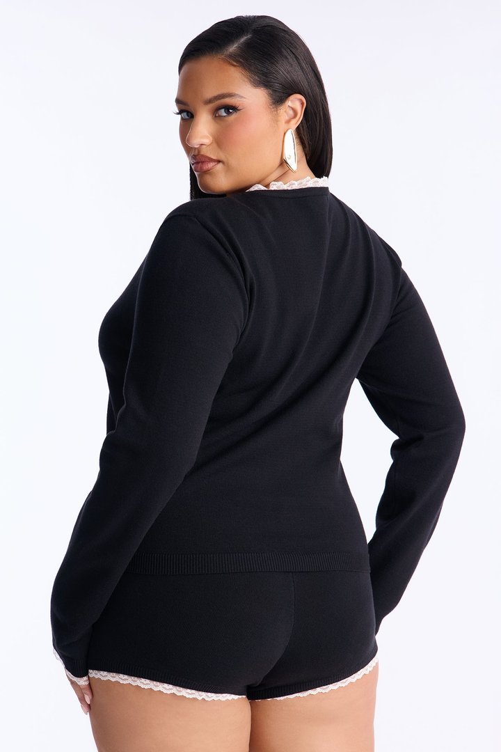 Lola Laced Sweater Short Set - Black