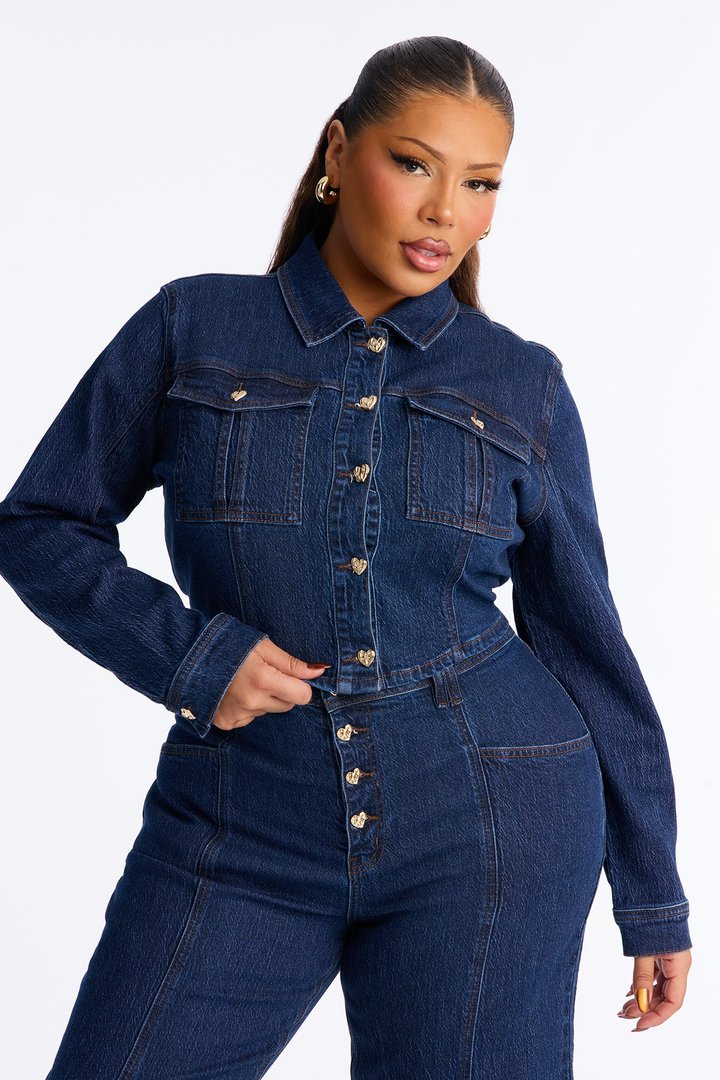 Lost In Love Stretch Denim Jacket - Dark Wash