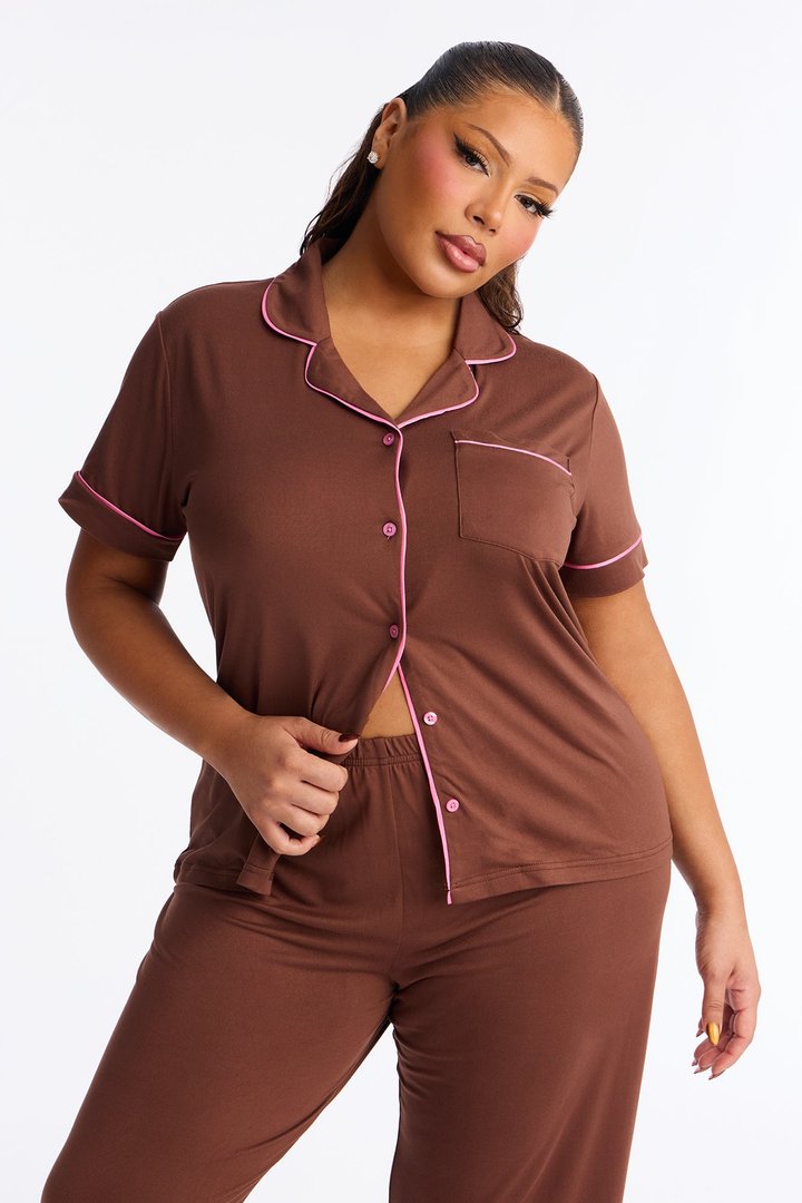 Hit Snooze PJ Pant Set - Brown