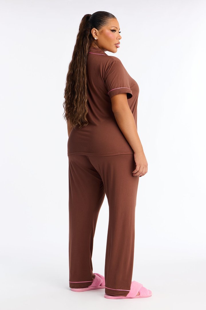 Hit Snooze PJ Pant Set - Brown
