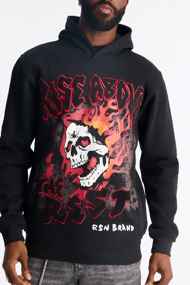 Rise Above The Rest Patch Hoodie - Black