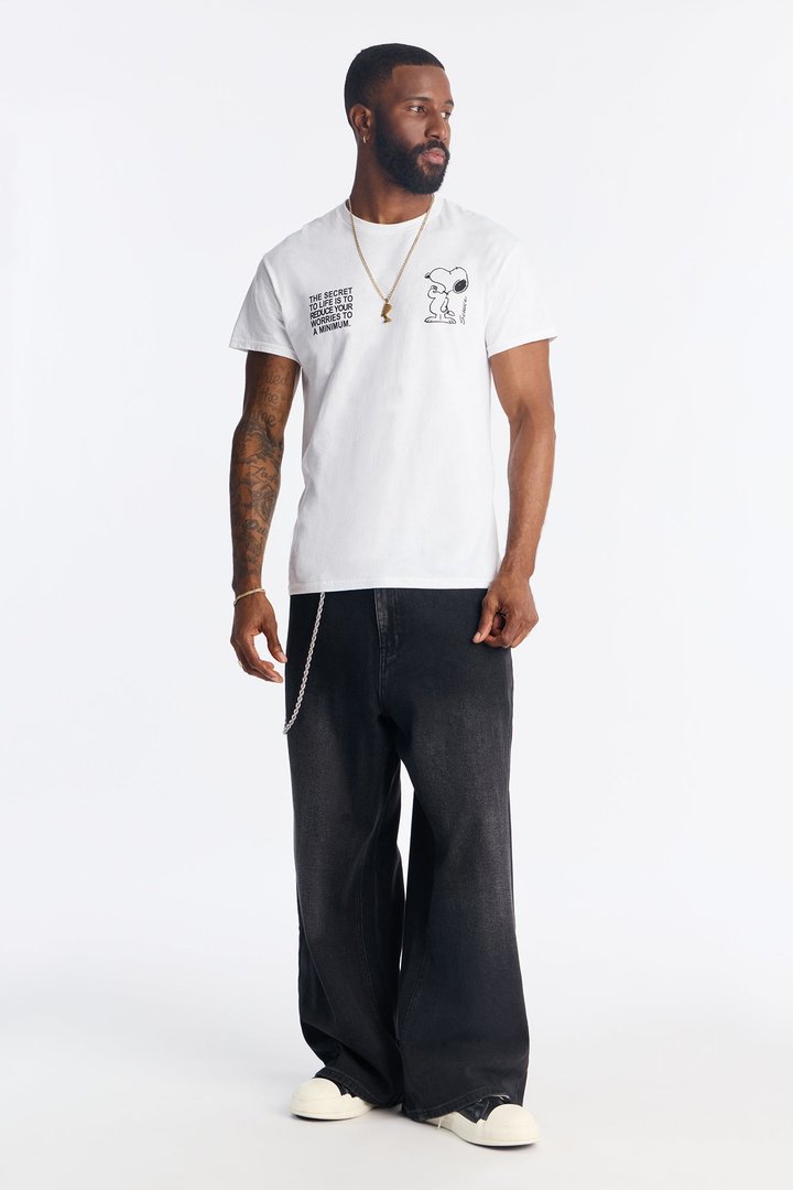 Snoopy Dawg Rhinestone Short Sleeve Tee - White