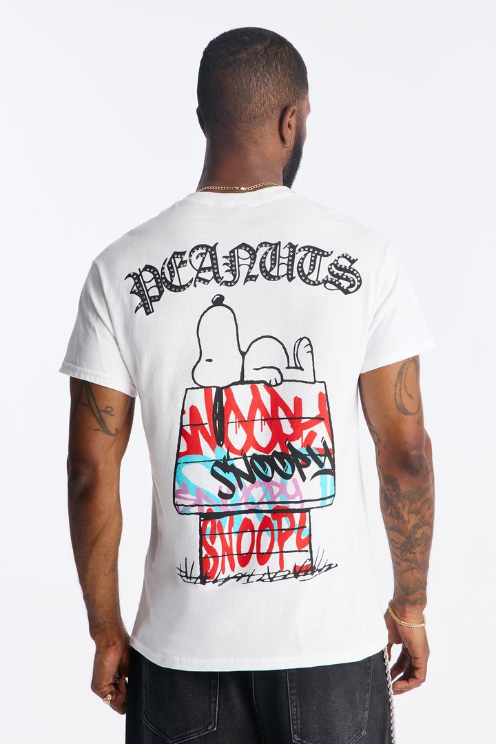 Snoopy Dawg Rhinestone Short Sleeve Tee - White