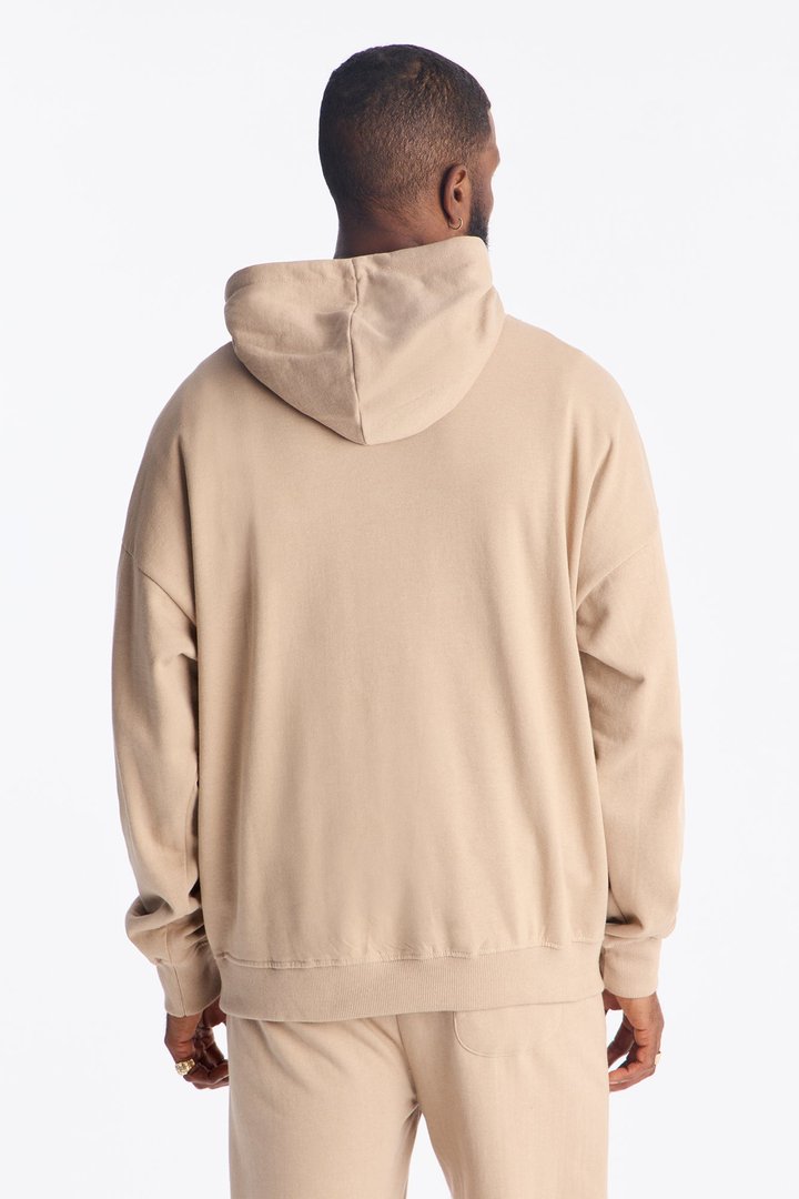 Lost Angeles Embroidered Hoodie - Tan