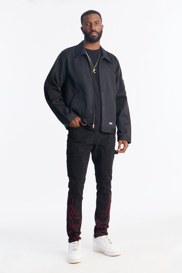 Skinny Inferno Embellished Pant - Black