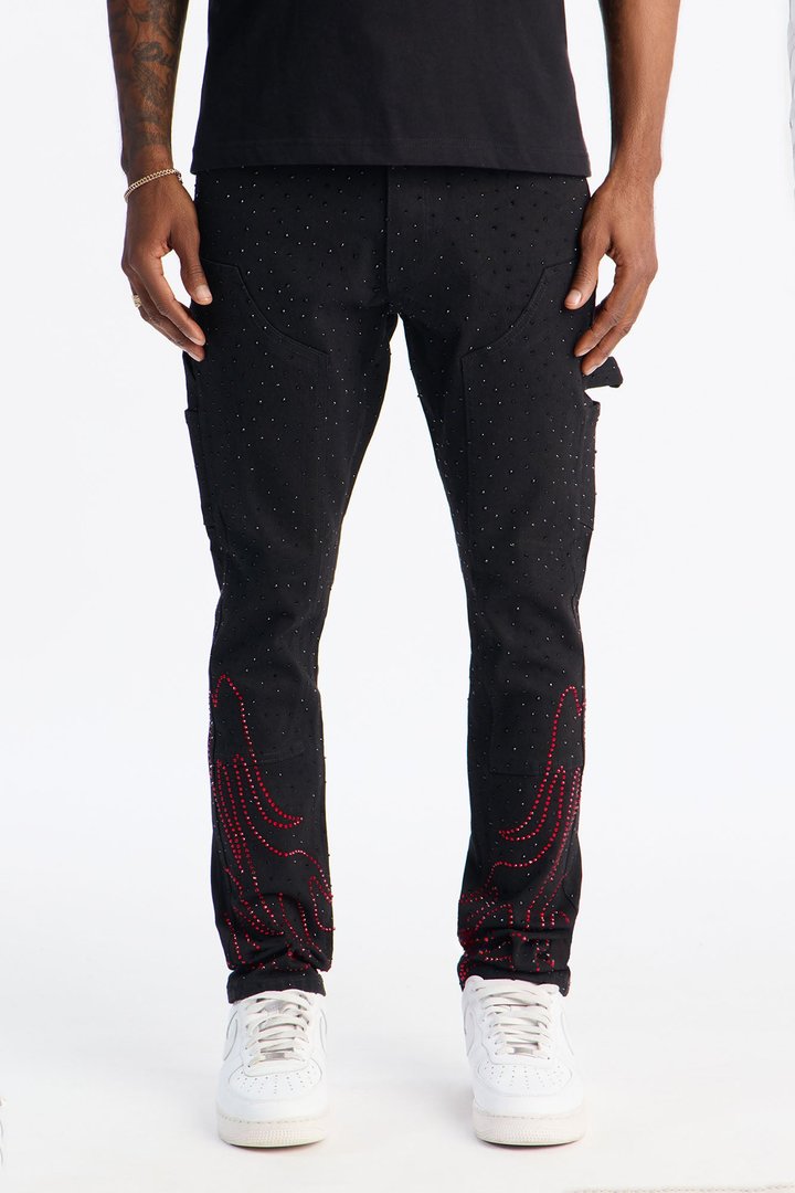Skinny Inferno Embellished Pant - Black