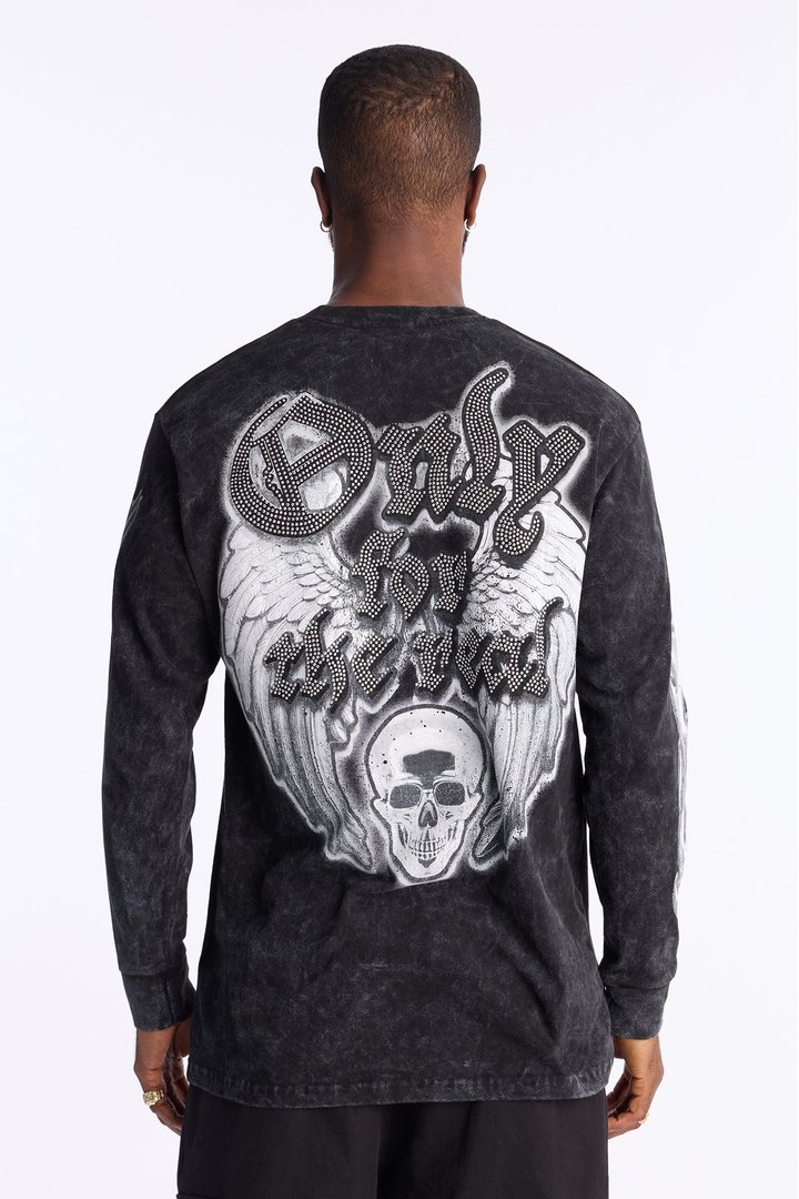 Respect The Hustle Long Sleeve Tee - Black Wash