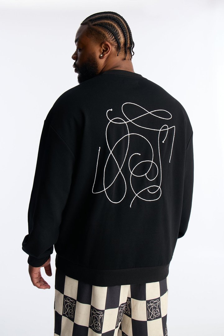 Checkered Crewneck Sweatshirt - Black