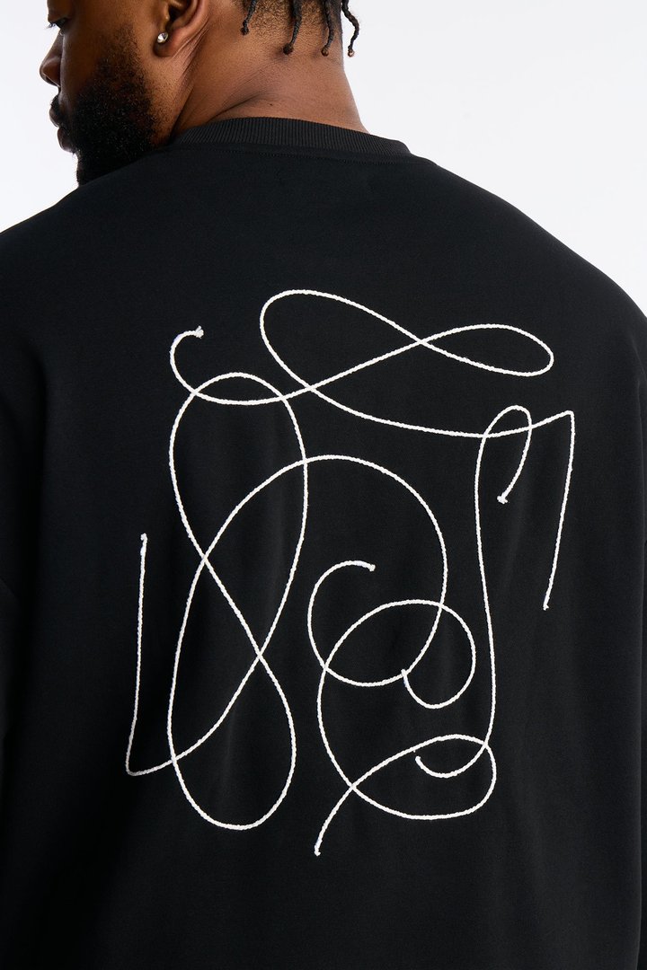 Checkered Crewneck Sweatshirt - Black