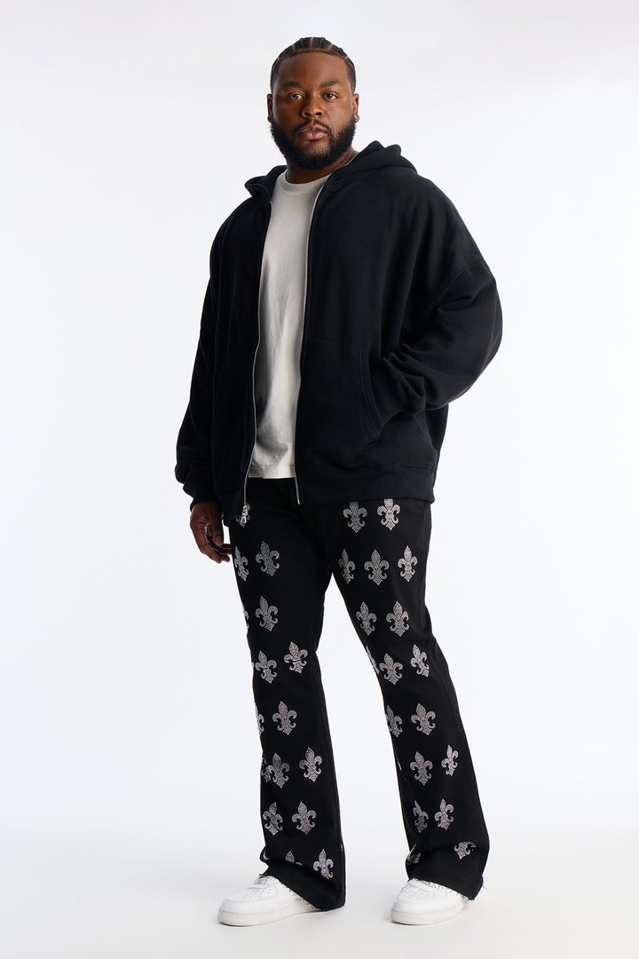 Stacked Skinny Flare Street Monarch Jeweled Jean - Black