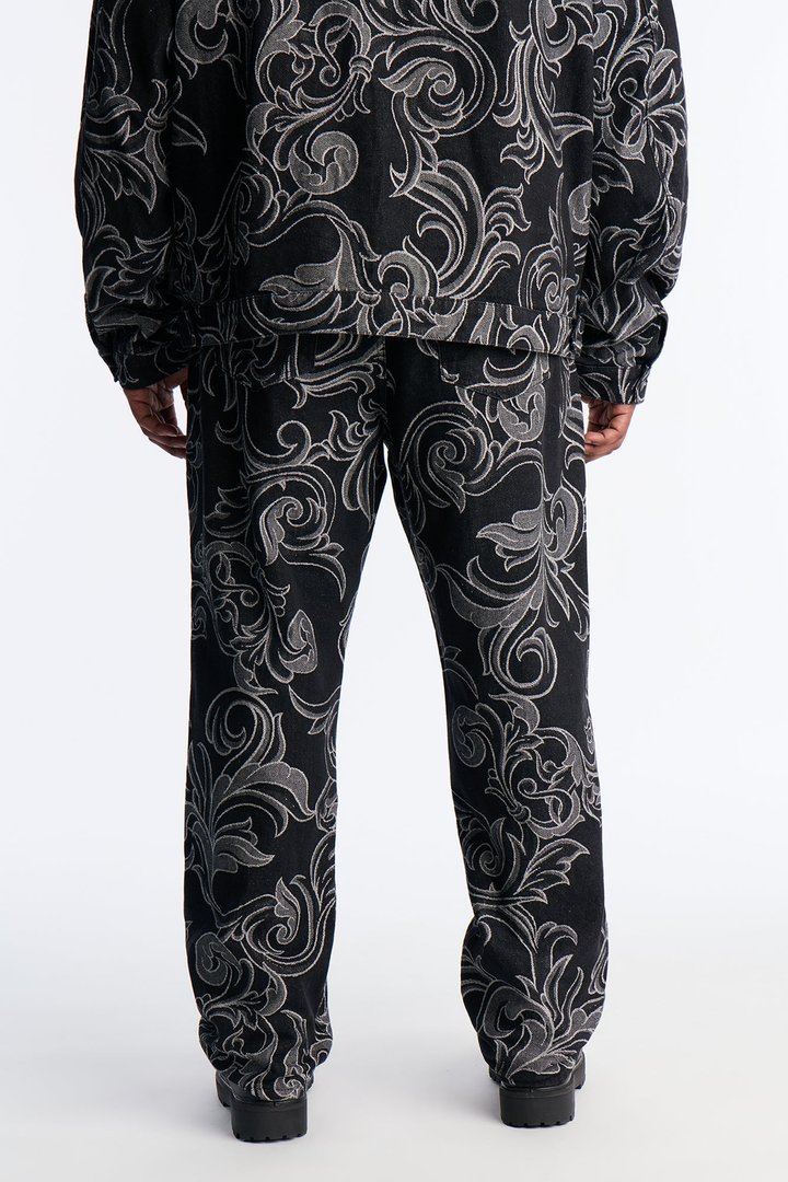 Straight Baroque Jacquard Jean - Black Wash
