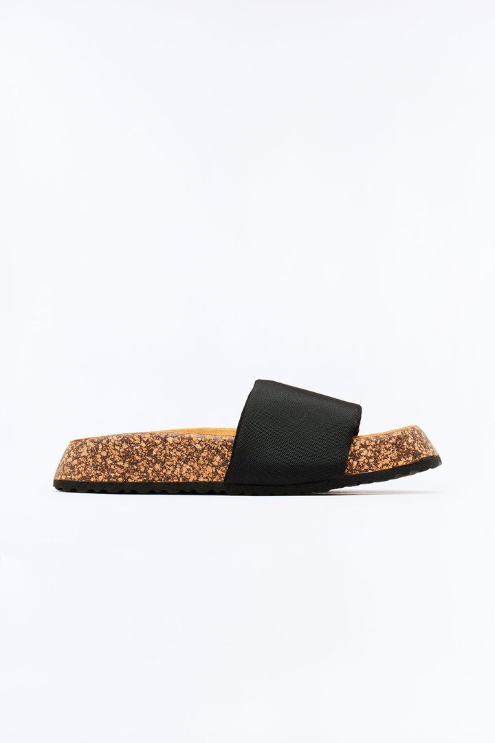 Tana Cork Slip On Slides - Black