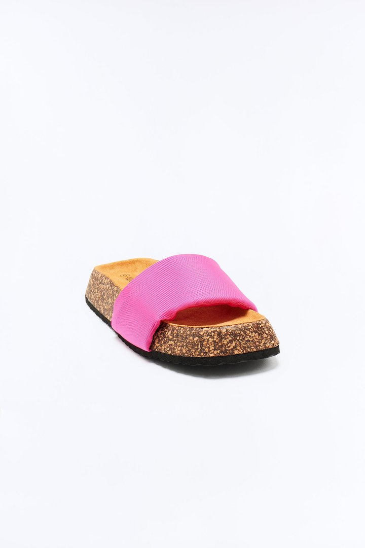 Tana Cork Slip On Slides - Pink