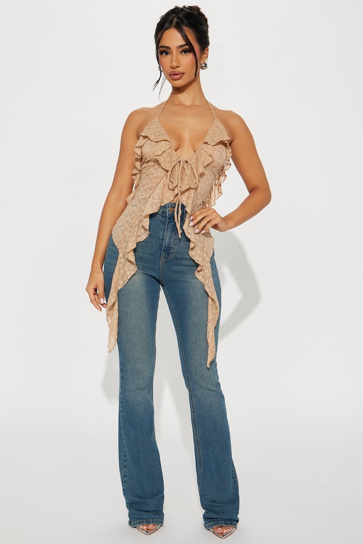Love Me Now Lace Halter Top - Camel
