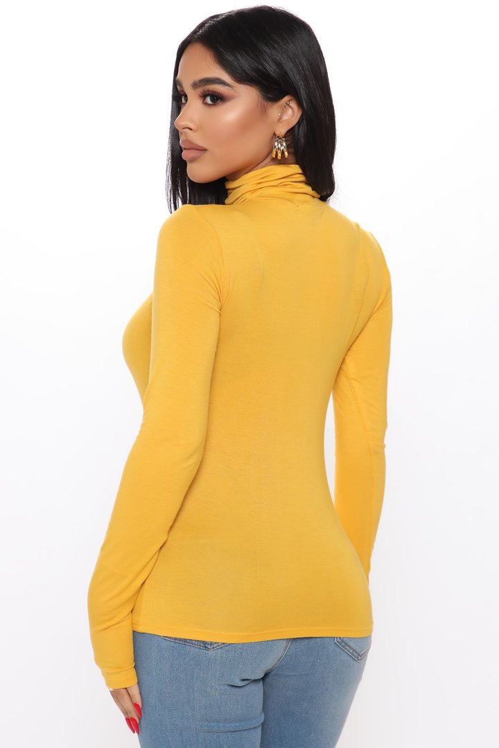 Pamela Turtle Neck Long Sleeve Top - Mustard